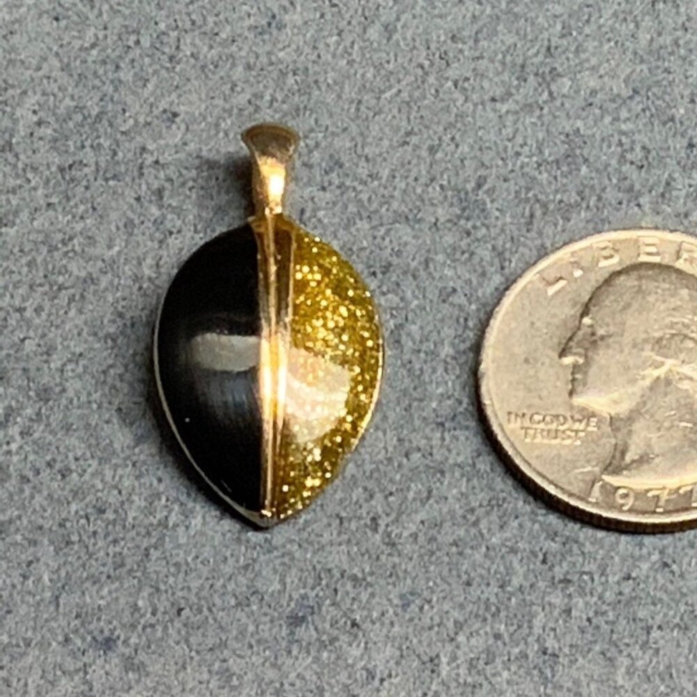 Royal Glitter Pendant Charm Black Gold Teardrop Retro Vintage Bling Glam Classic